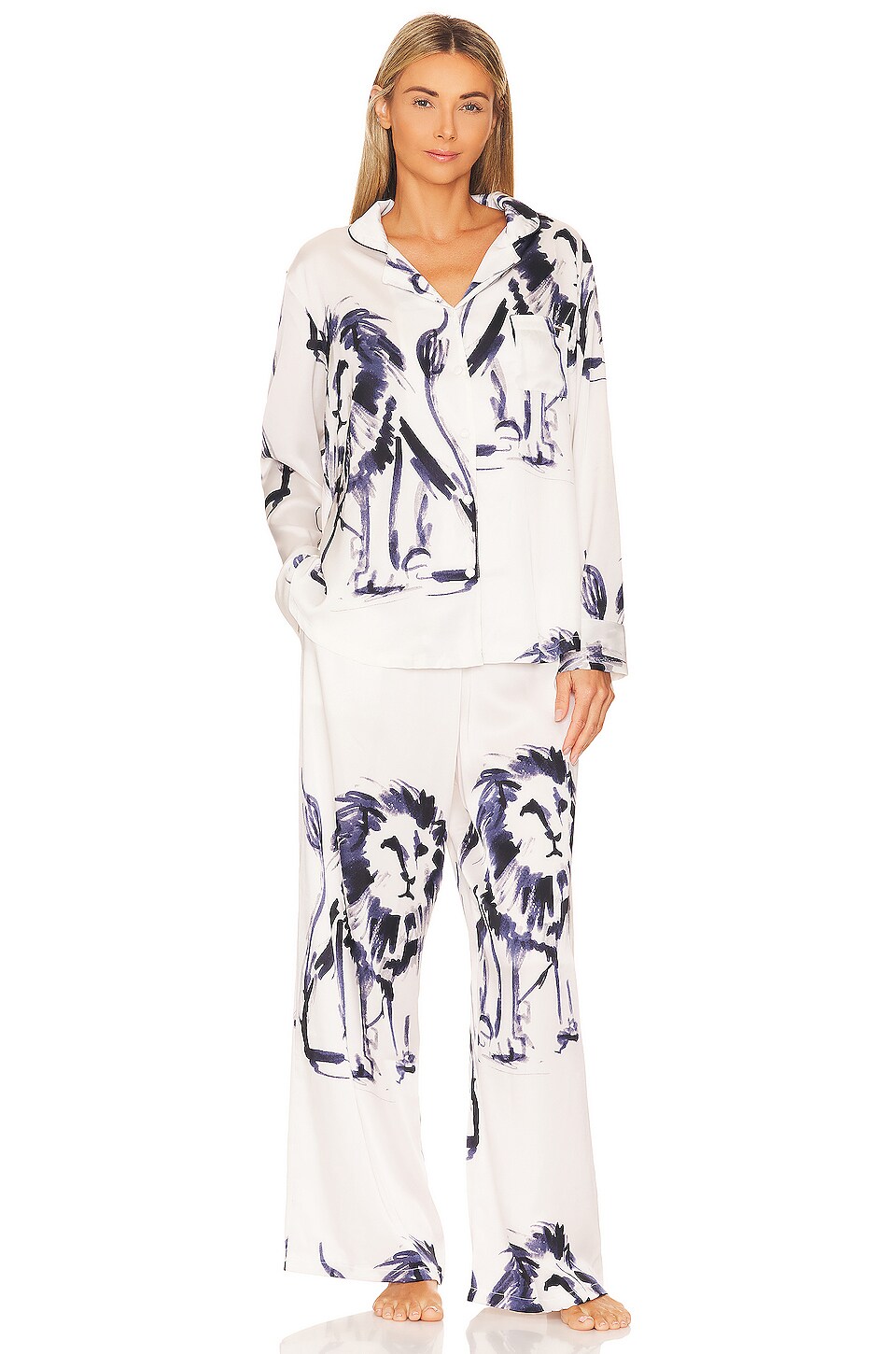 BLUEBELLA Olin Pajama Set in White & Black REVOLVE