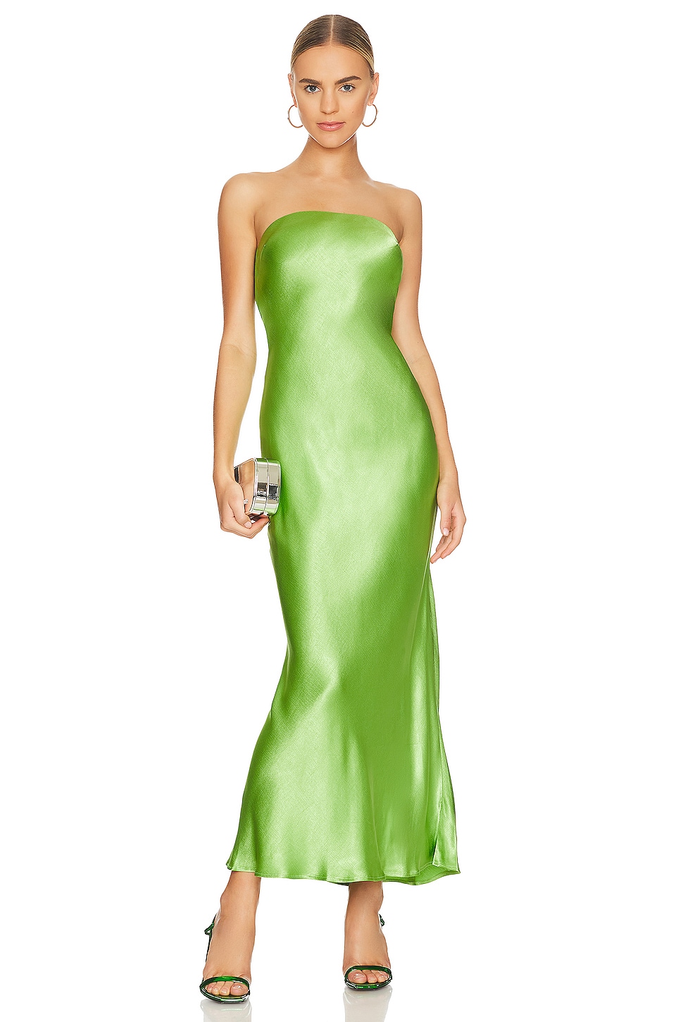 Bec + Bridge Moon Dance Strapless Midi Dress in Sweet Pea Green