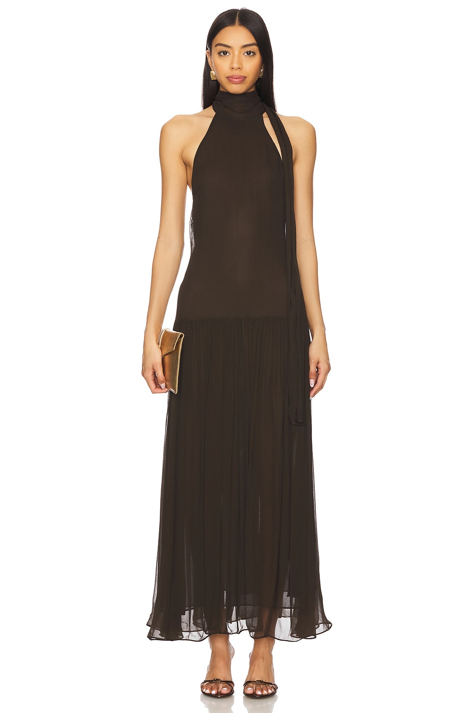 bridesmaid dress alterations cost david's bridal Bec + Bridge Solenne Twist Maxi Dress | Dark Chocolate