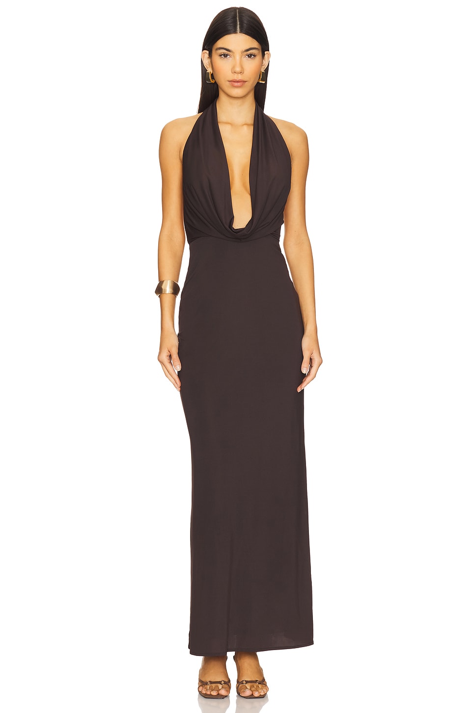princess polly baby blue dress Bec + Bridge Indi V Maxi Dress - Midnight Olive main image 0