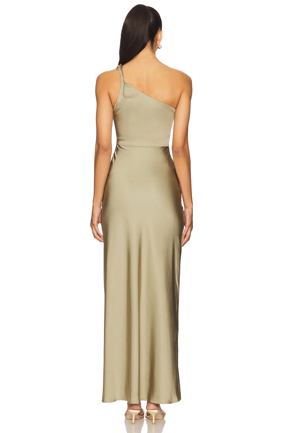 sage green asymmetrical dress Adrianna Papell Foil Asymmetric Gown Women's Dress Sage/Gold : 14