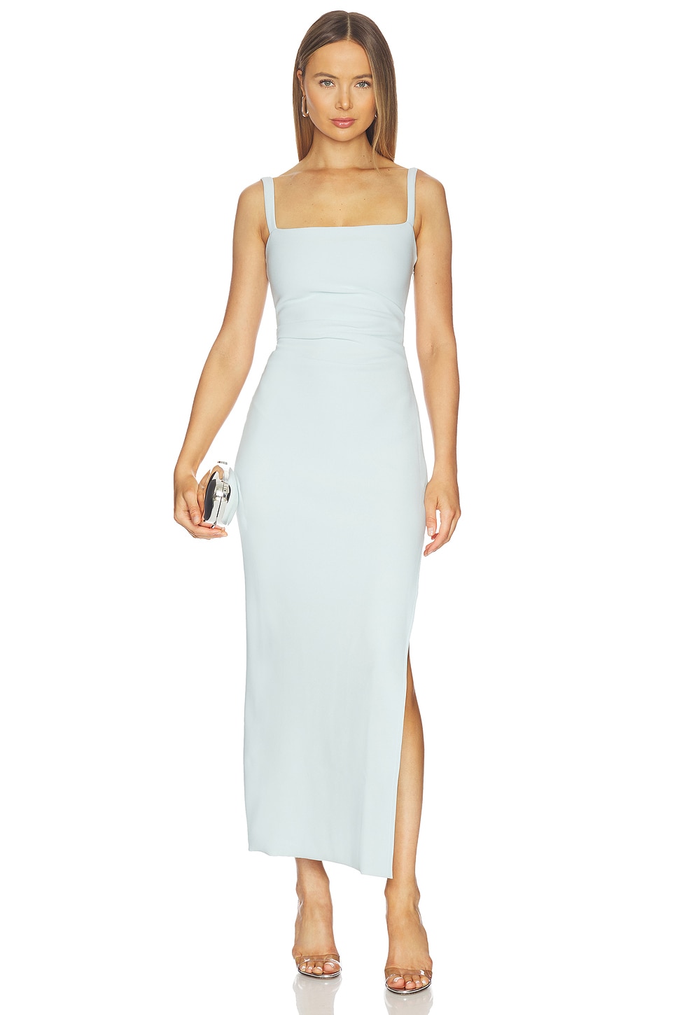 bec and bridge light blue dress Bec & Bridge, light blue, size 4, strappy, side panels, bodycon, back zipper