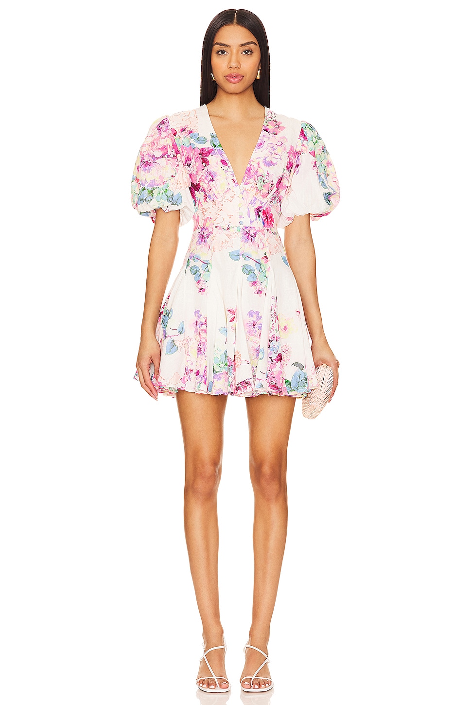 HEMANT AND NANDITA April Mini Dress in Pink Floral | REVOLVE