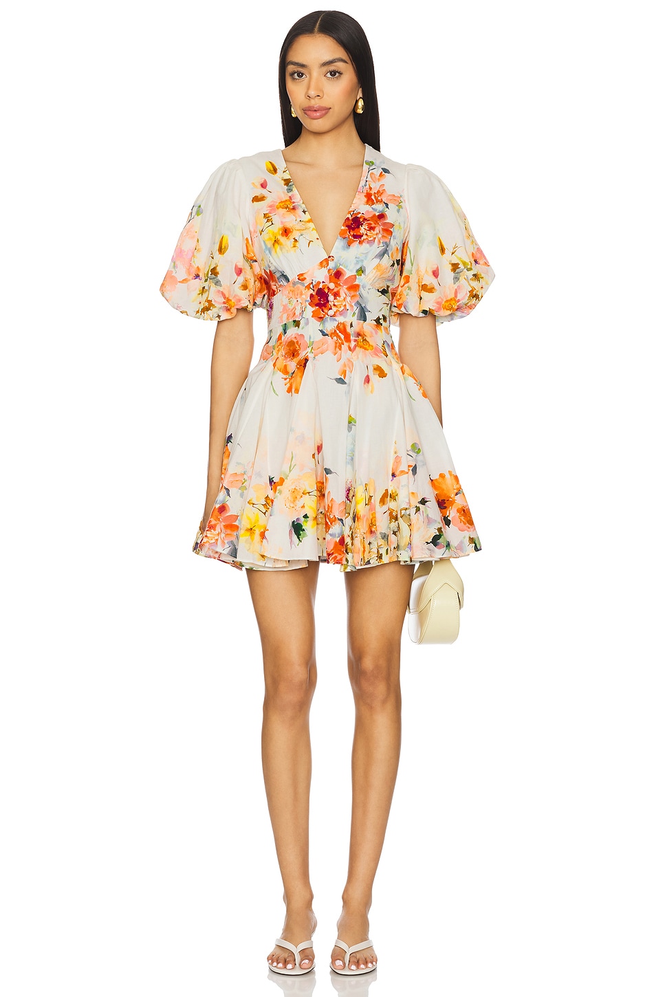 short dress in off white floral hemant and nandita Short Dress