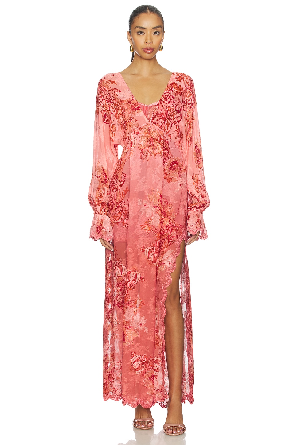 strapless open back dress Maroon kaftan