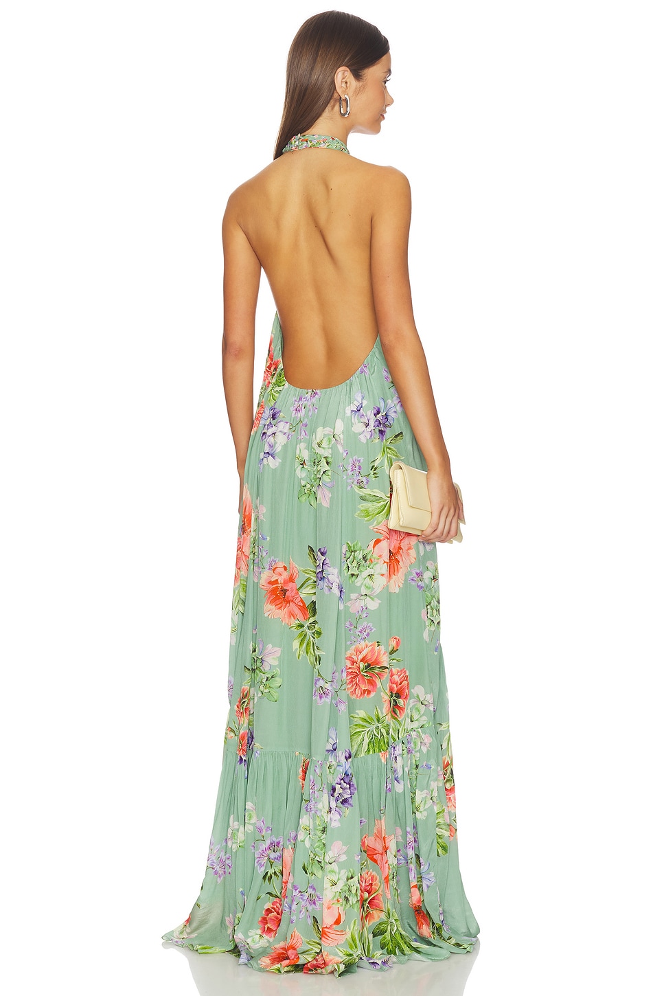 khaki green dress Mint Velvet Khaki Ruched Trim Cotton Midi Dress | Size M | Green | Sleeveless
