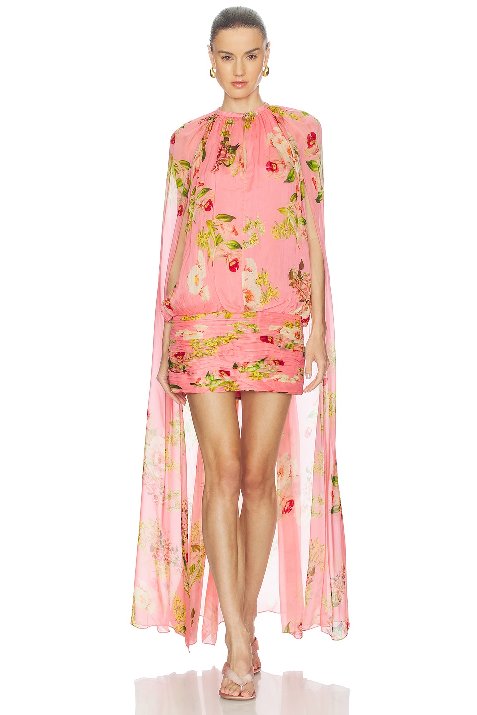 Hemant and Nandita Ruched Cape Mini Dress thumbnail