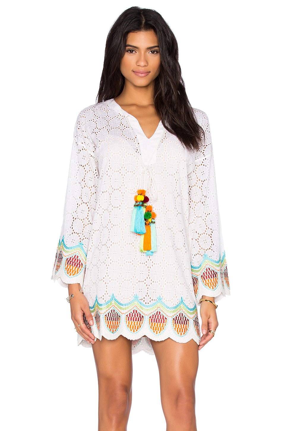 HEMANT AND NANDITA Embroidered Tunic Dress in Ivory | REVOLVE