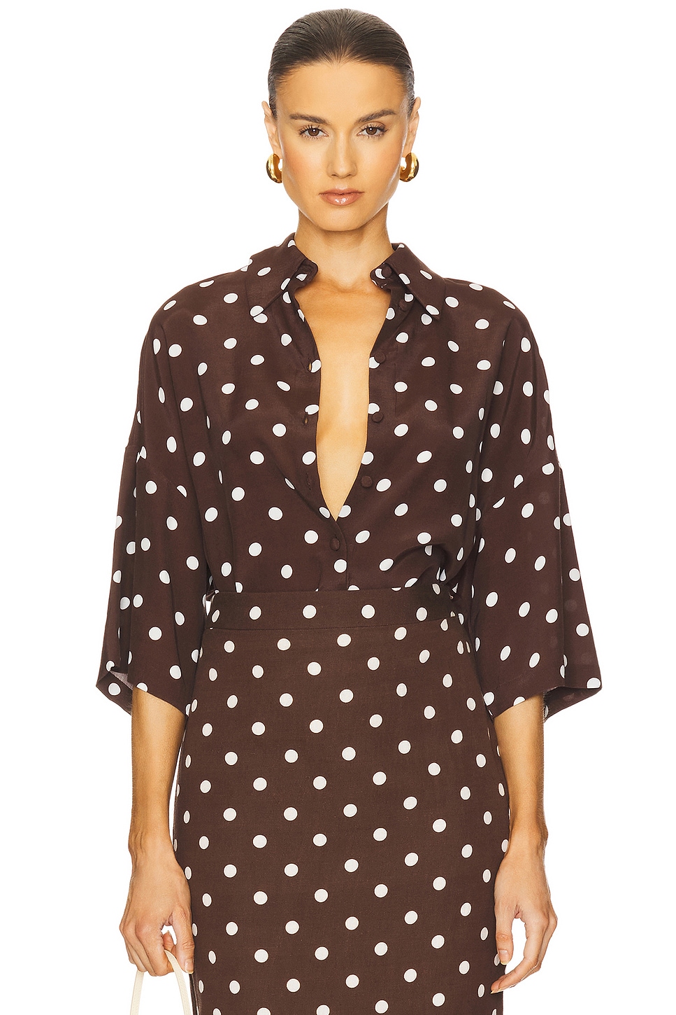 brandon maxwell brown dress Boden Women's Ivy Placket Cotton Midi Dress in Brown