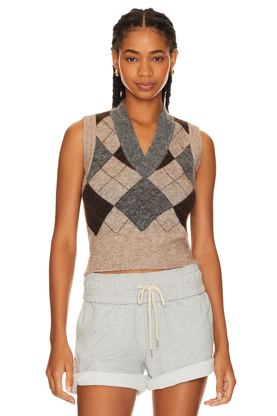 BEVERLY HILLS x REVOLVE ARGYLE ベスト - Brown & Grey Multi | REVOLVE