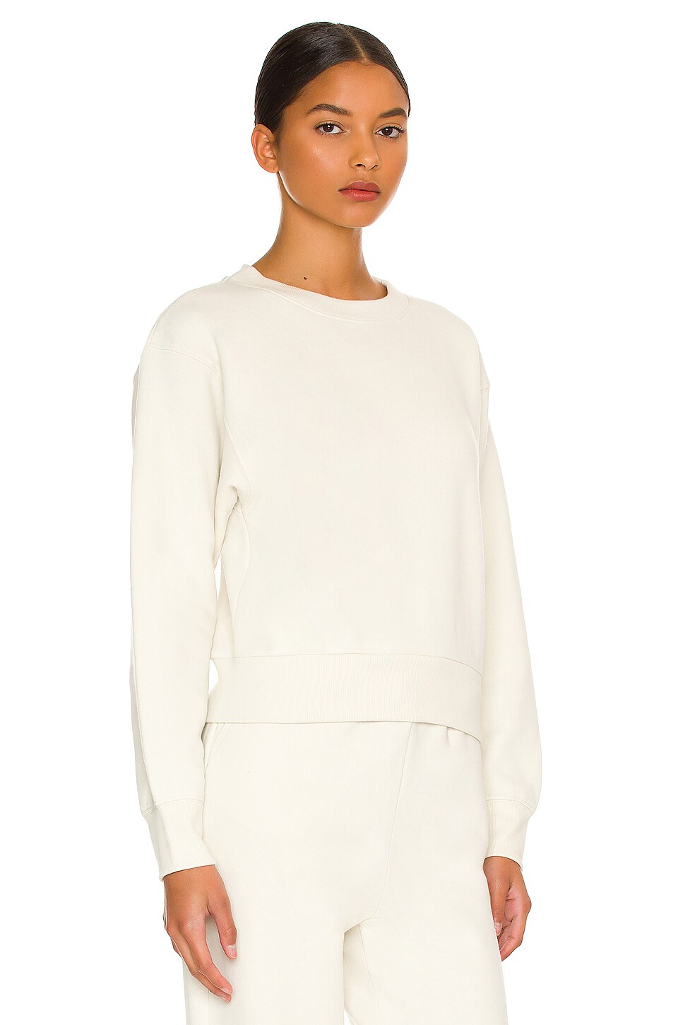 Beyond Yoga WFH Fleece Cropped Crew in Vintage White