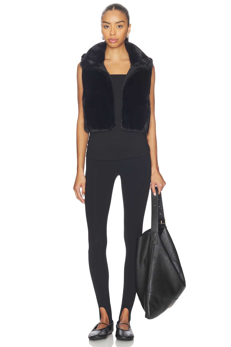 Beyond Yoga On The List Cropped Faux Fur Vest in Black | REVOLVE