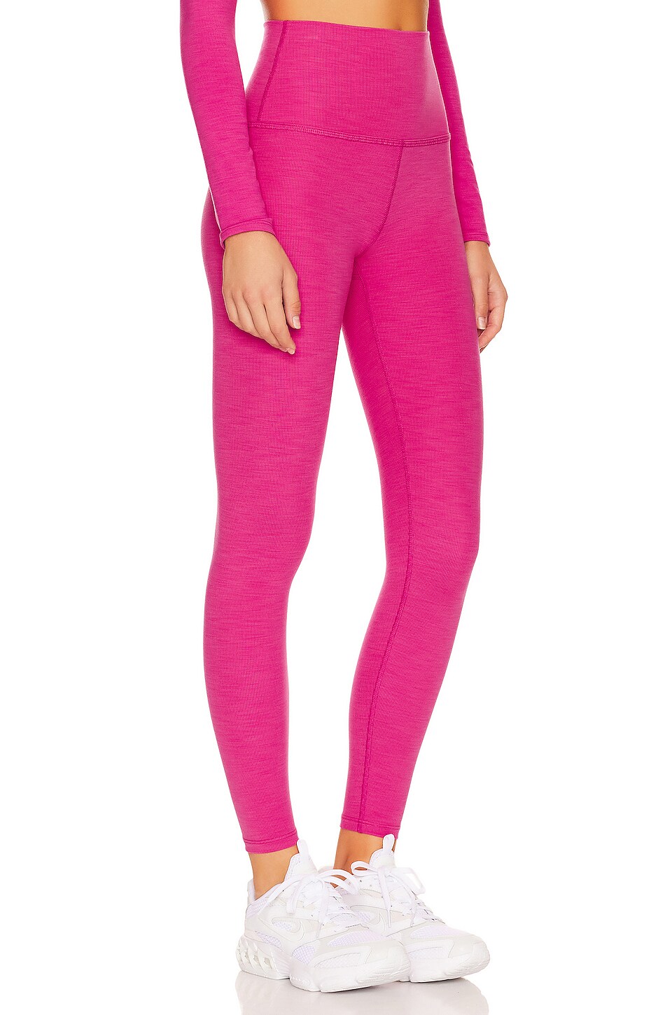 Beyond Yoga Heather Rib Legging in Bright Beet Heather Rib