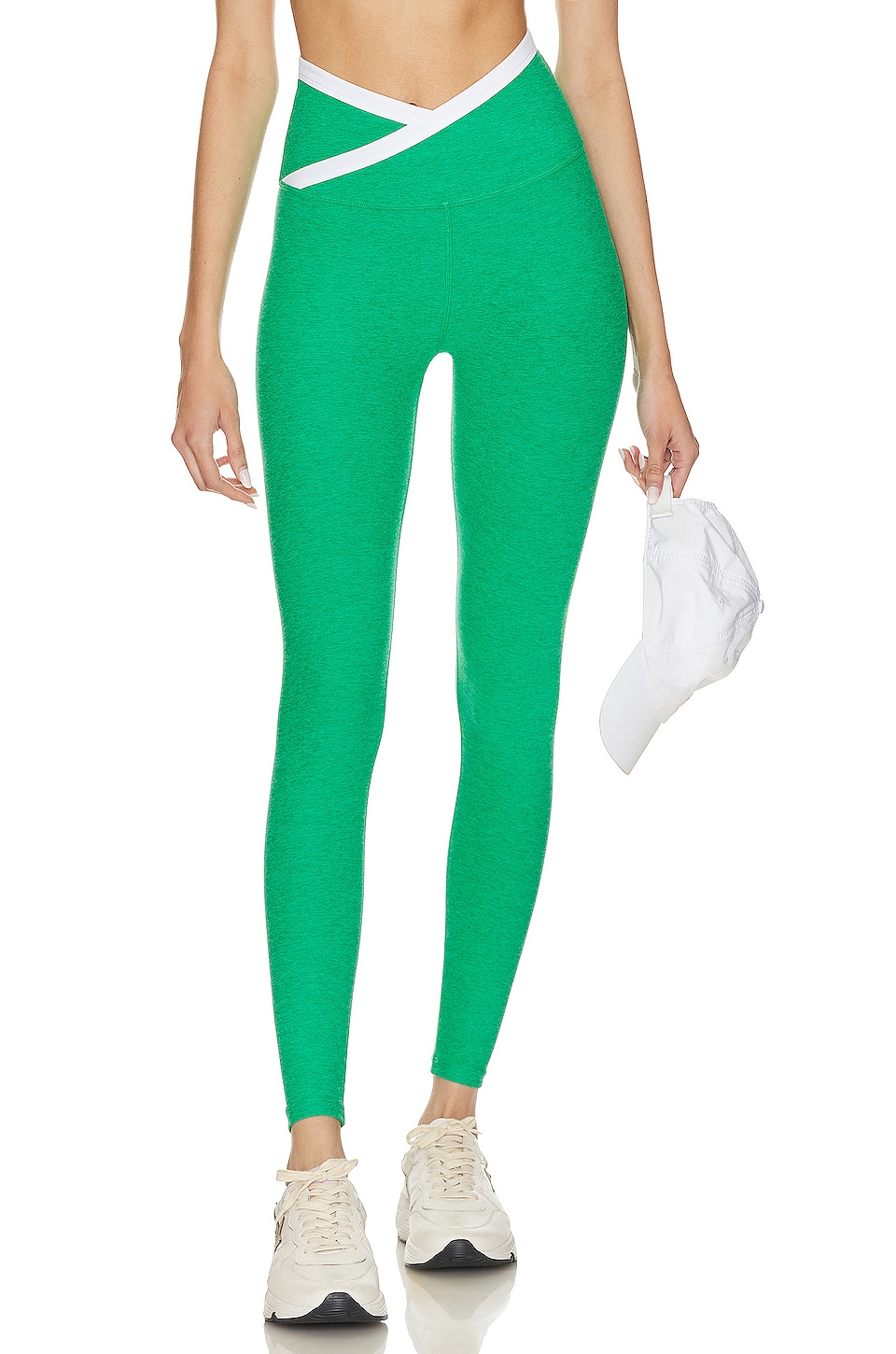 Beyond Yoga Spacedye Outlines High Waisted Midi Legging in Green Grass &  Cloud White