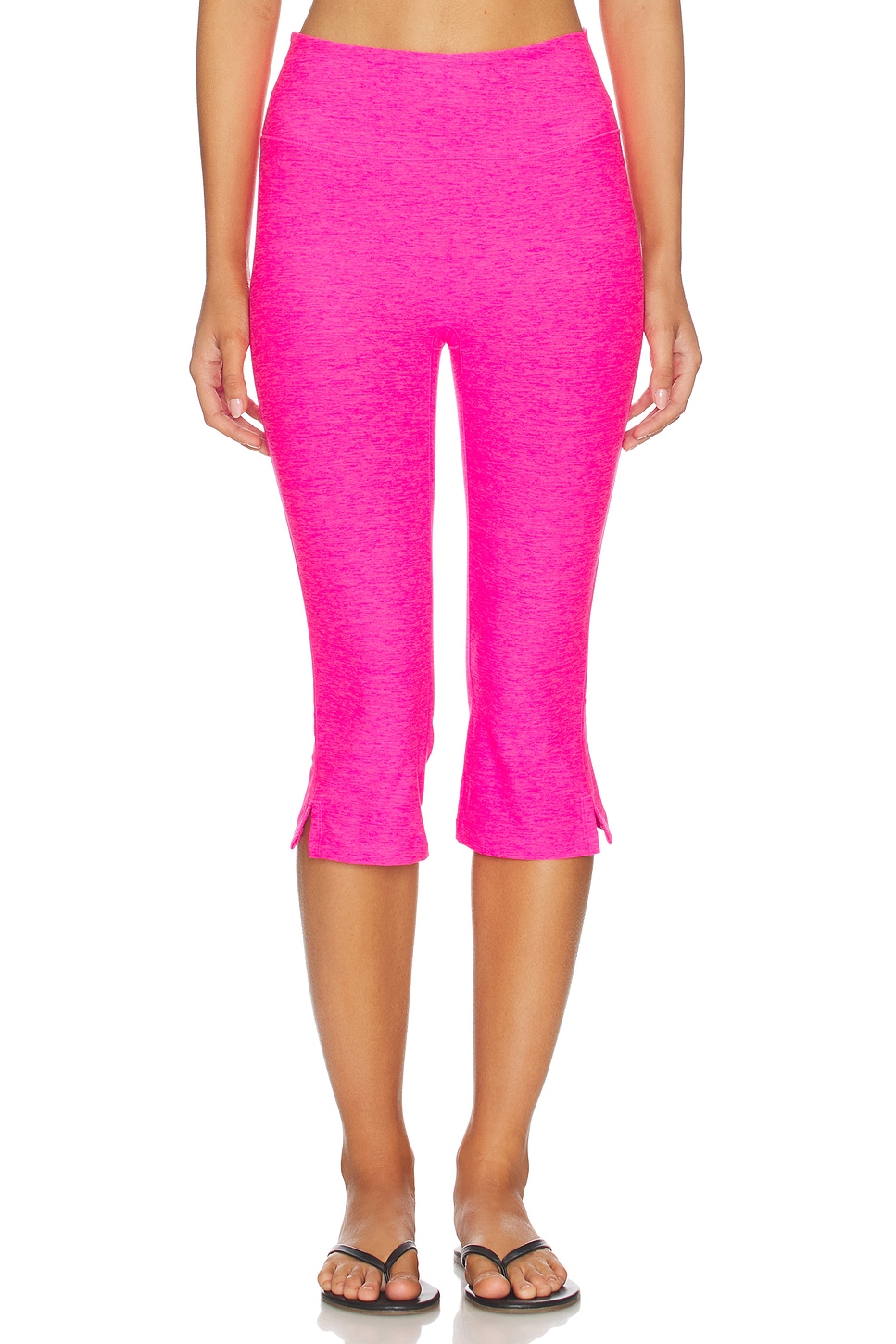 Beyond Yoga Spacedye Midi Rise Slit Pedal Pusher Pants in Pink