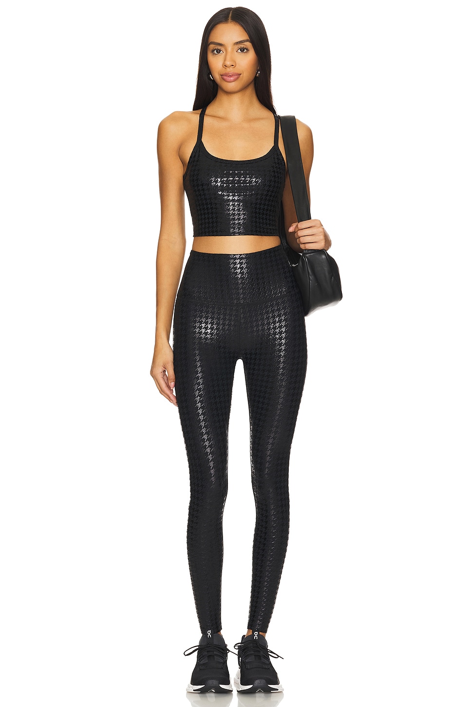 Beyond Yoga Slim Racerback High Cropped Tank Top N Houndstooth Black thumbnail