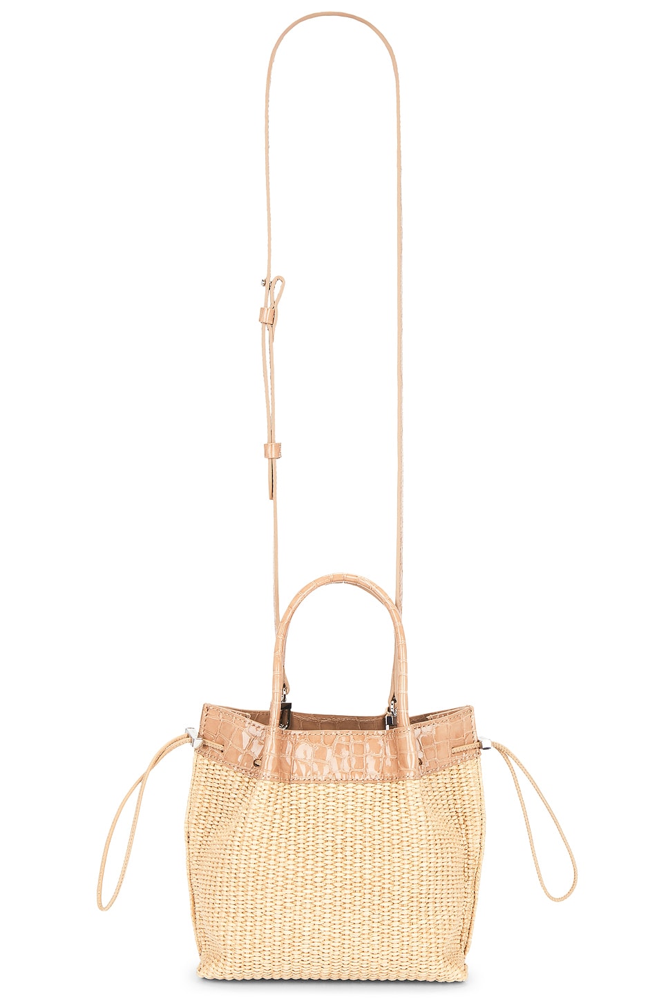 BY FAR Baby Kayla Raffia & Croco Embossed Handbag in Natural  display picture 3