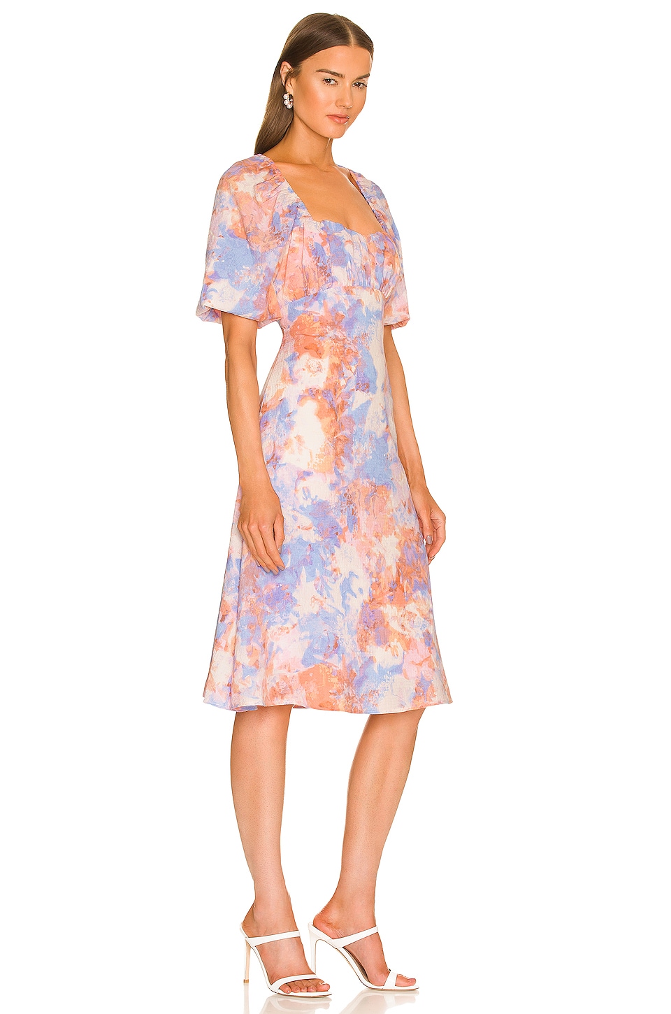 BCBGeneration Open Back Midi Dress in Abstract Tie Dye