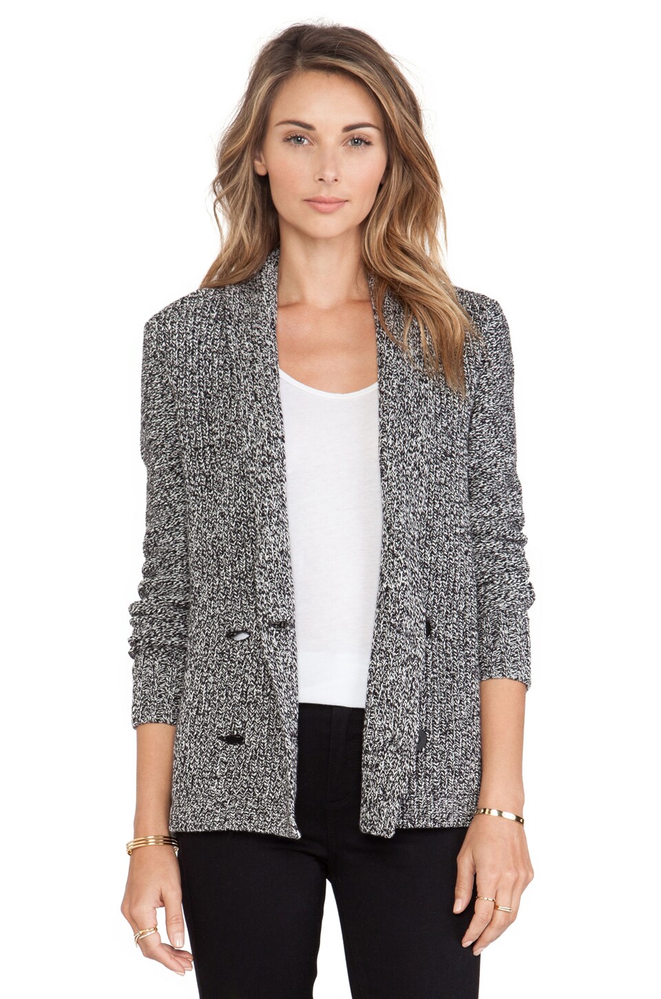 BCBGeneration Shawl Collard Cardigan in Marled Charcoal | REVOLVE