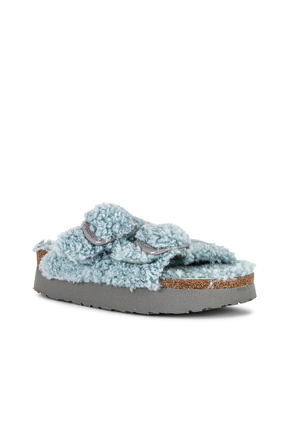 BIRKENSTOCK Arizona Big Buckle Platform Teddy Sandal in Purple Fog