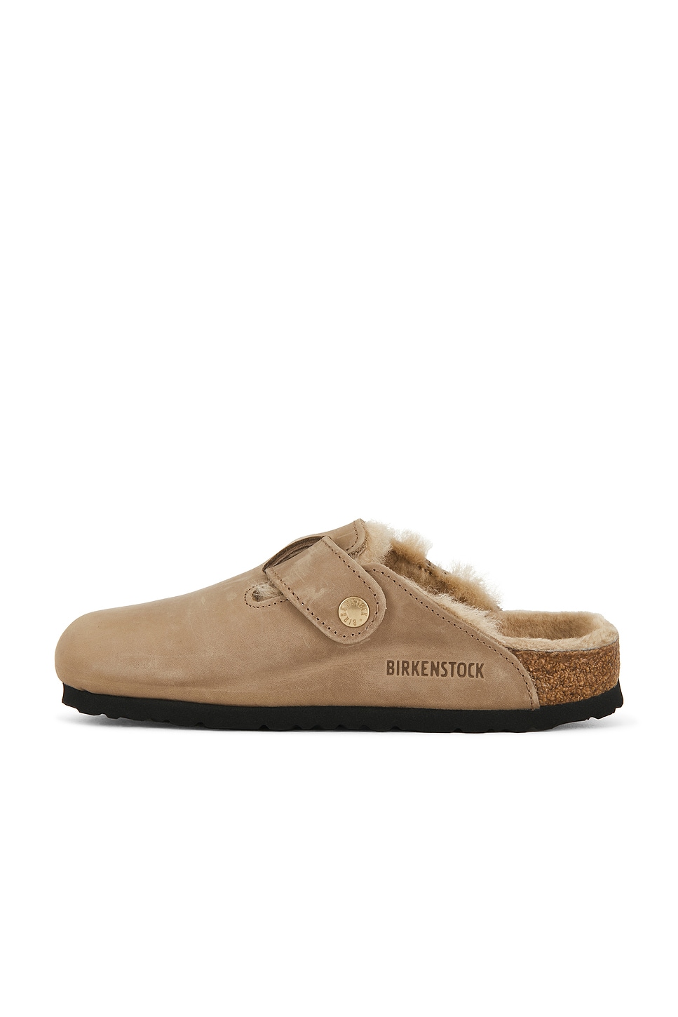boston clog in tobacco brown BIRKENSTOCK Boston Big Buckle Shearling Clog in Tobacco Brown