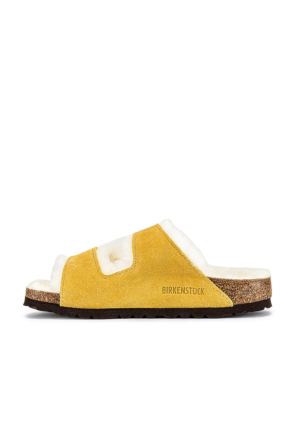 BIRKENSTOCK Arizona Shearling Sandal in Ochre Natural | REVOLVE