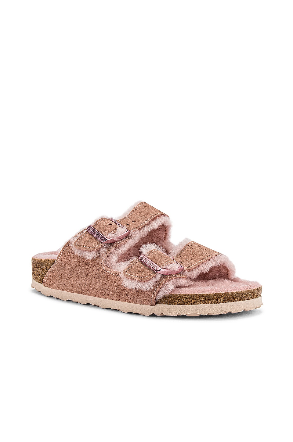 BIRKENSTOCK Arizona Shearling Sandal in Light Rose
