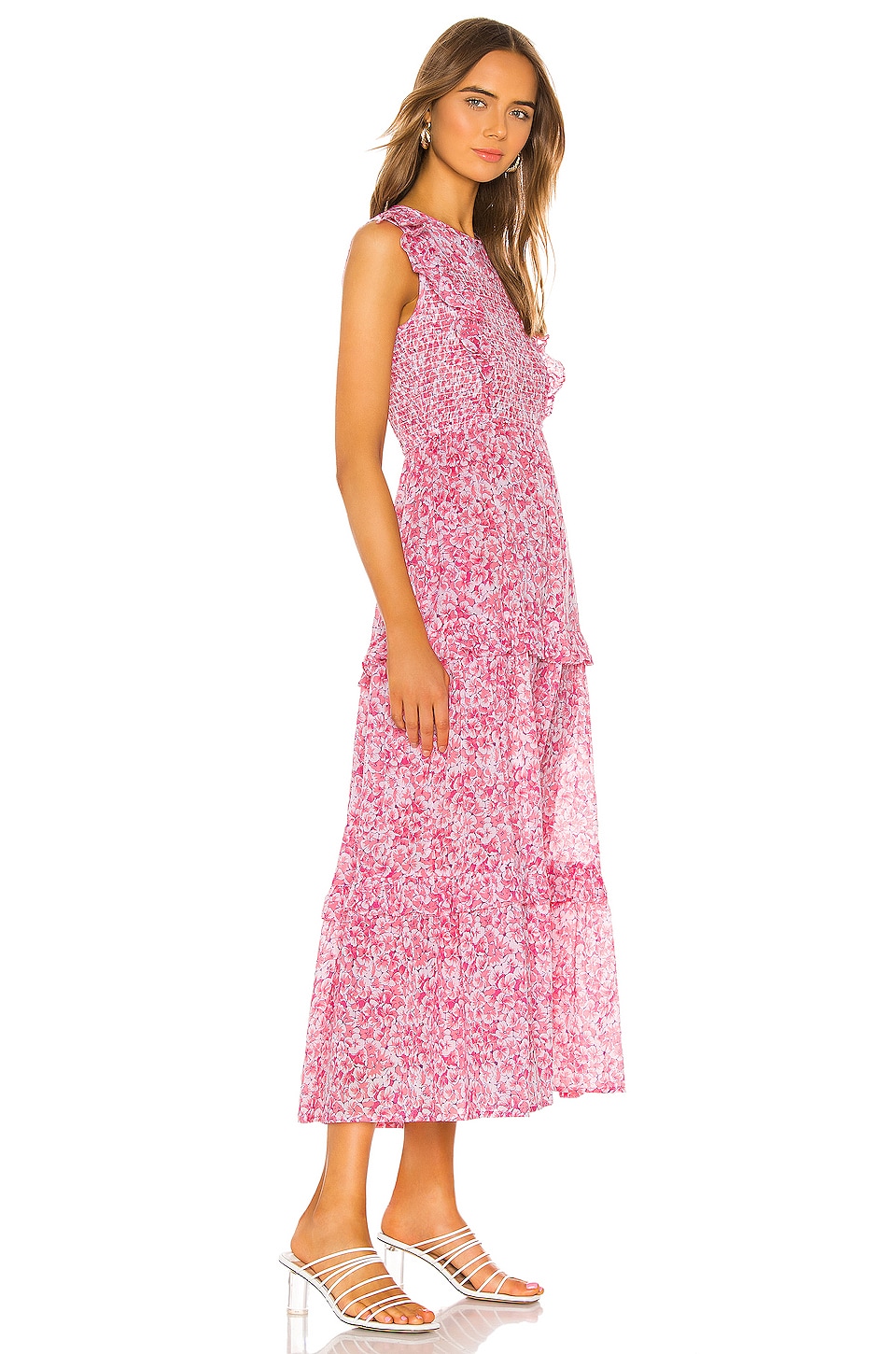 Banjanan Iris Dress in Clover Field White Pink