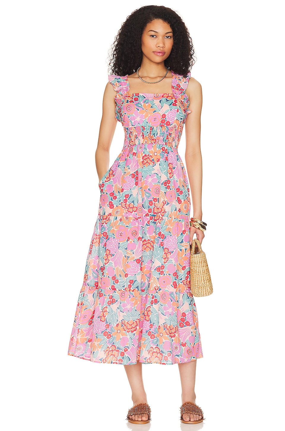 Tina midi dress top pink print