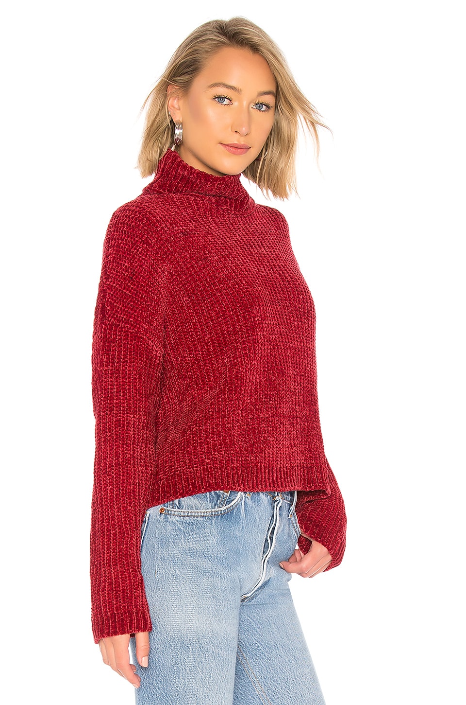 BLANKNYC Chenille Turtleneck Sweater in Ruby | REVOLVE