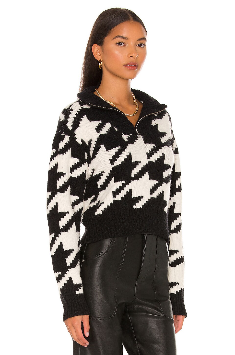 BLANKNYC Houndstooth Sweater in I'm Royalty