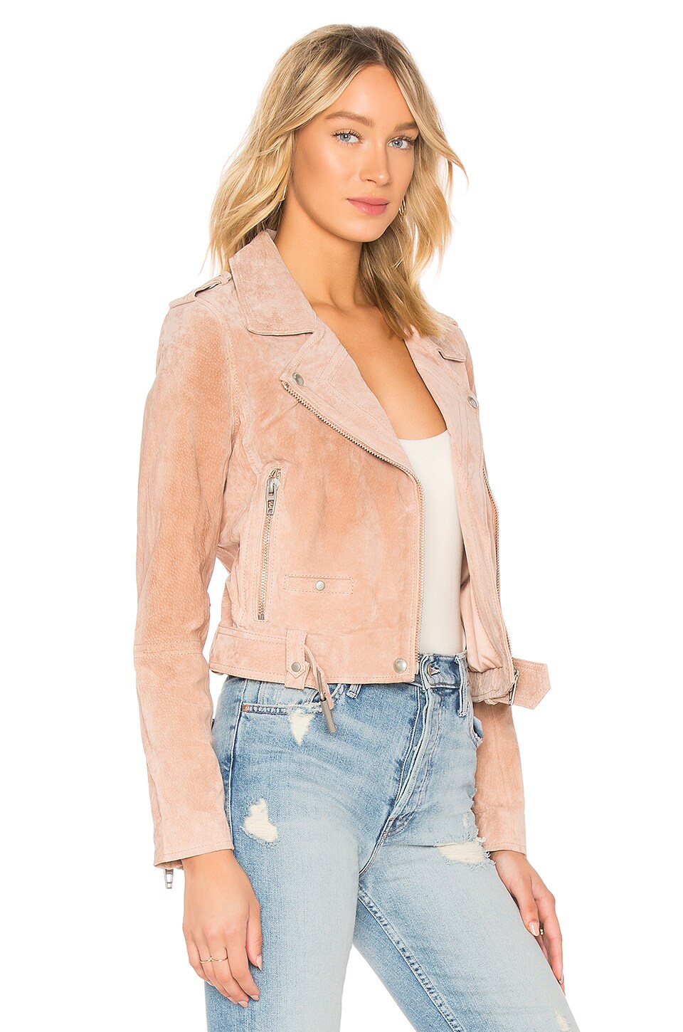BLANKNYC Belted Suede Jacket in Candy Crush