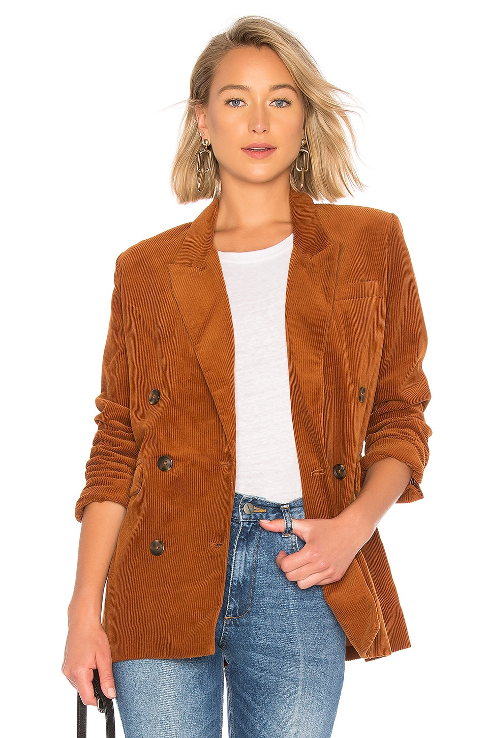 BLANKNYC Double Breasted Corduroy Jacket in Clockwork Copper | REVOLVE