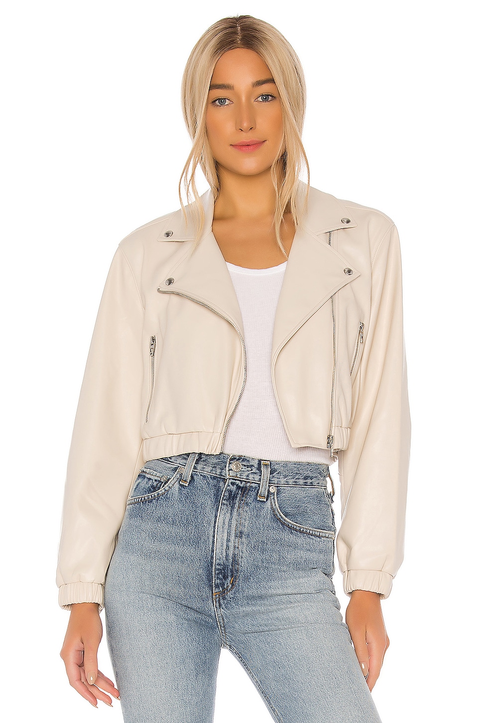 BLANKNYC Dropped Shoulder Cropped Vegan Leather Moto Hybrid Jacket in ...