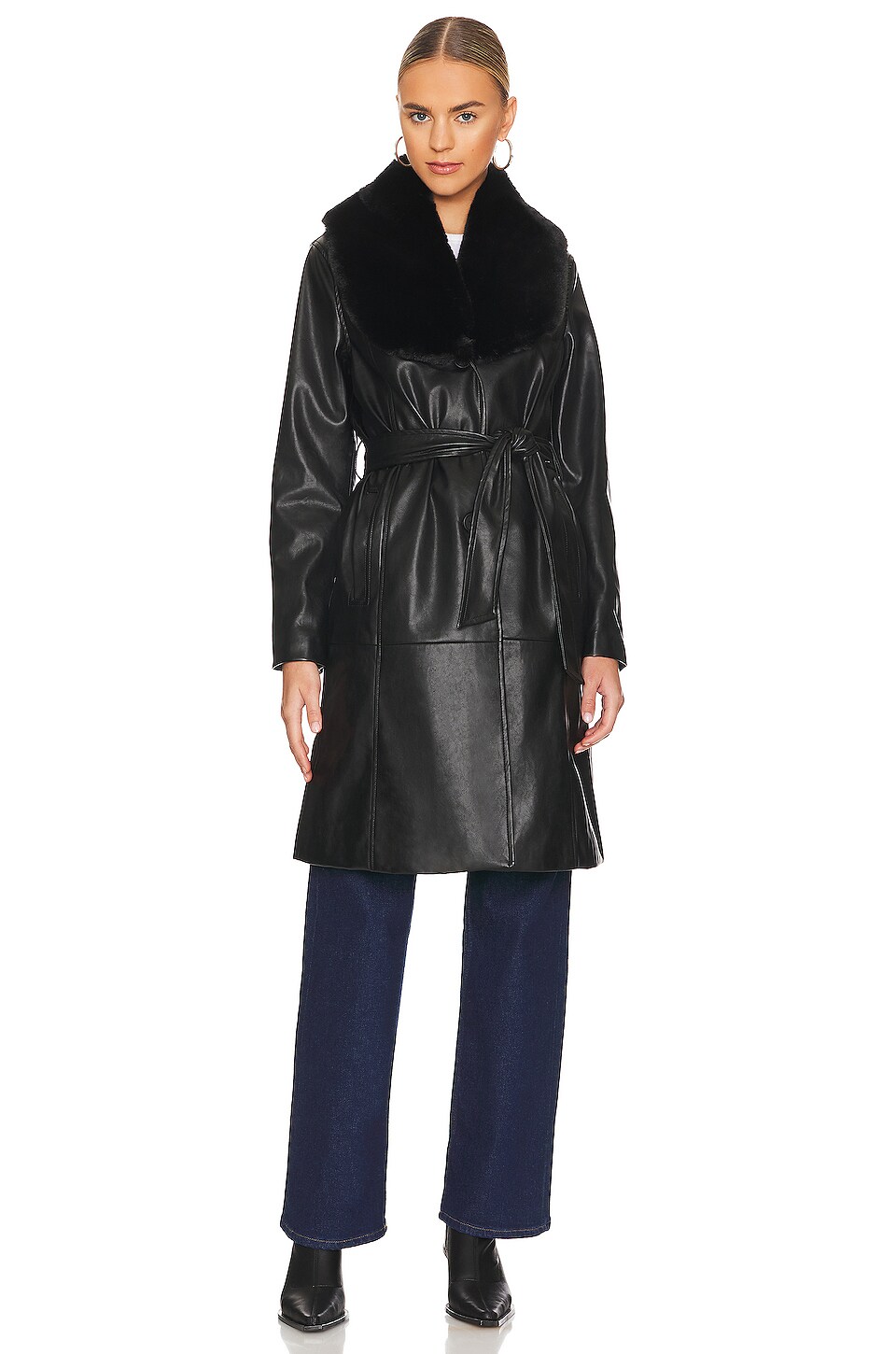 BLANKNYC Vegan Leather Trench Coat in In The Moment