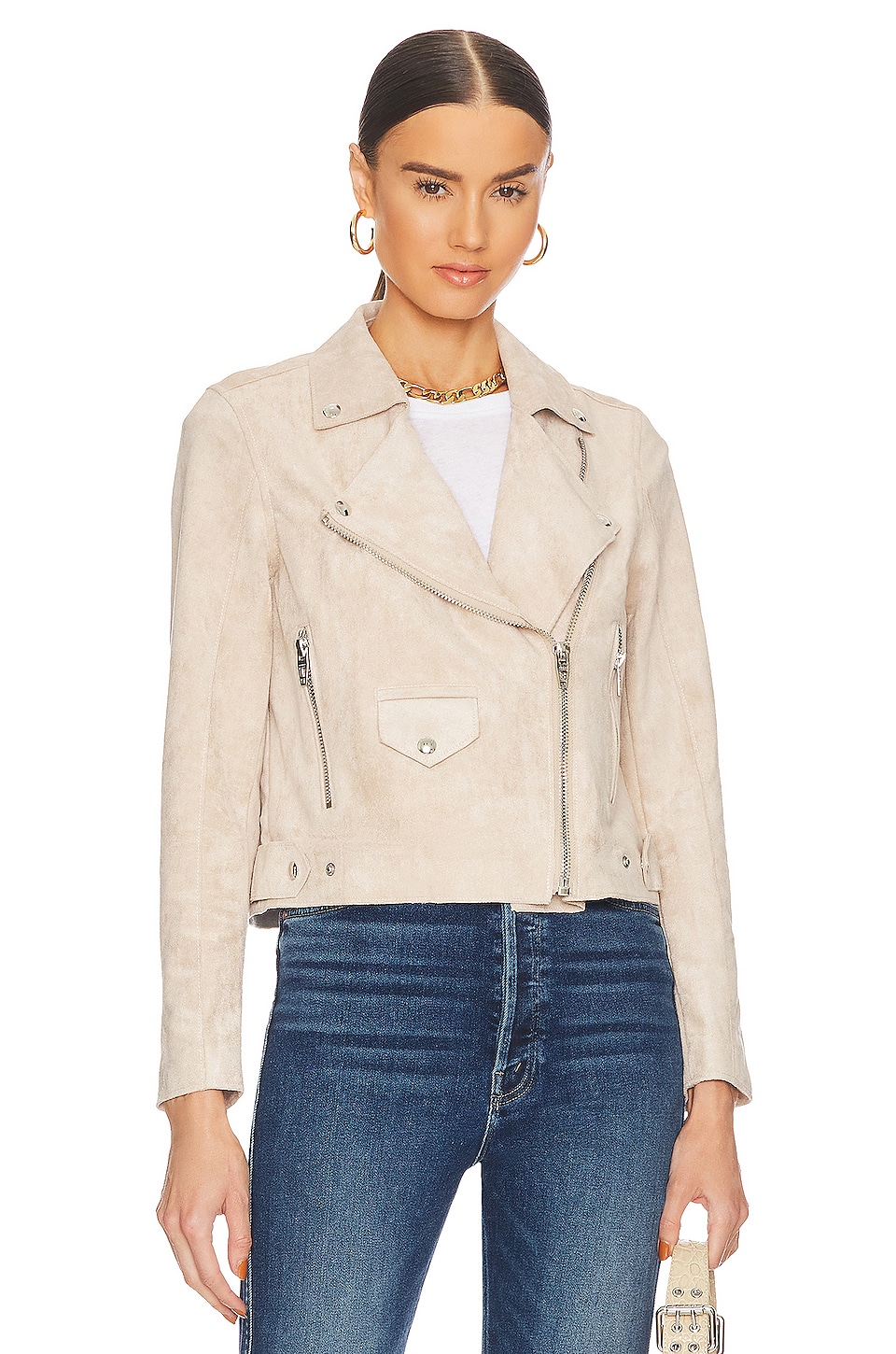 BLANKNYC Faux Suede Moto Jacket in Brickwall