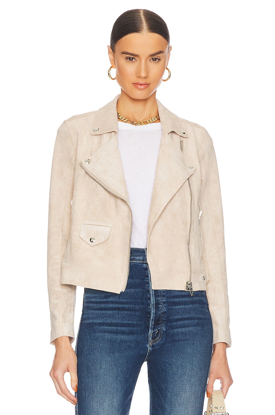 BLANKNYC Faux Suede Moto Jacket in Brickwall