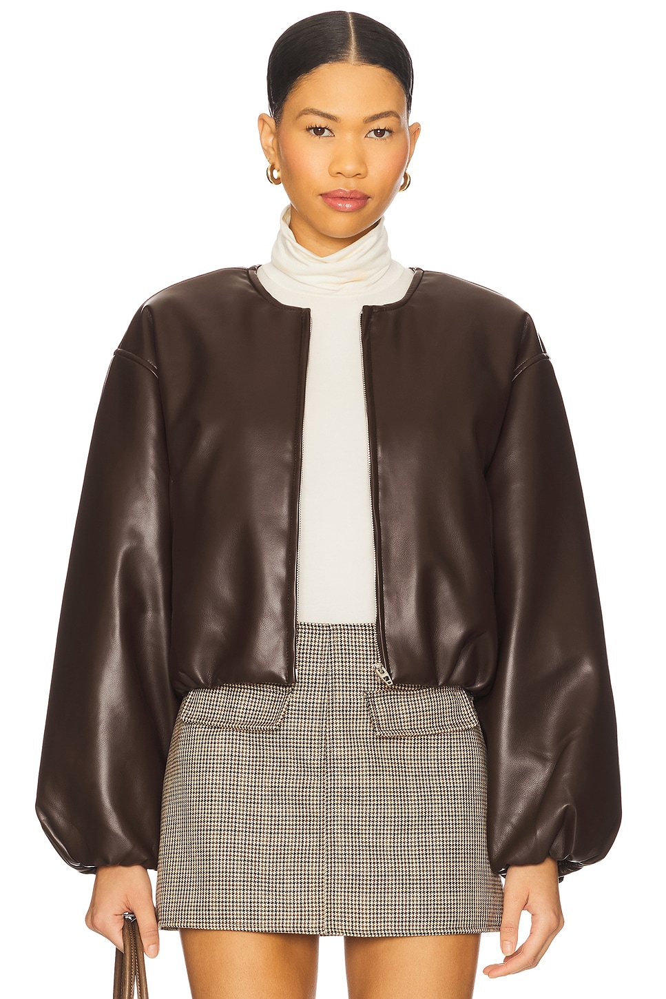 Cropped Leather Bomber