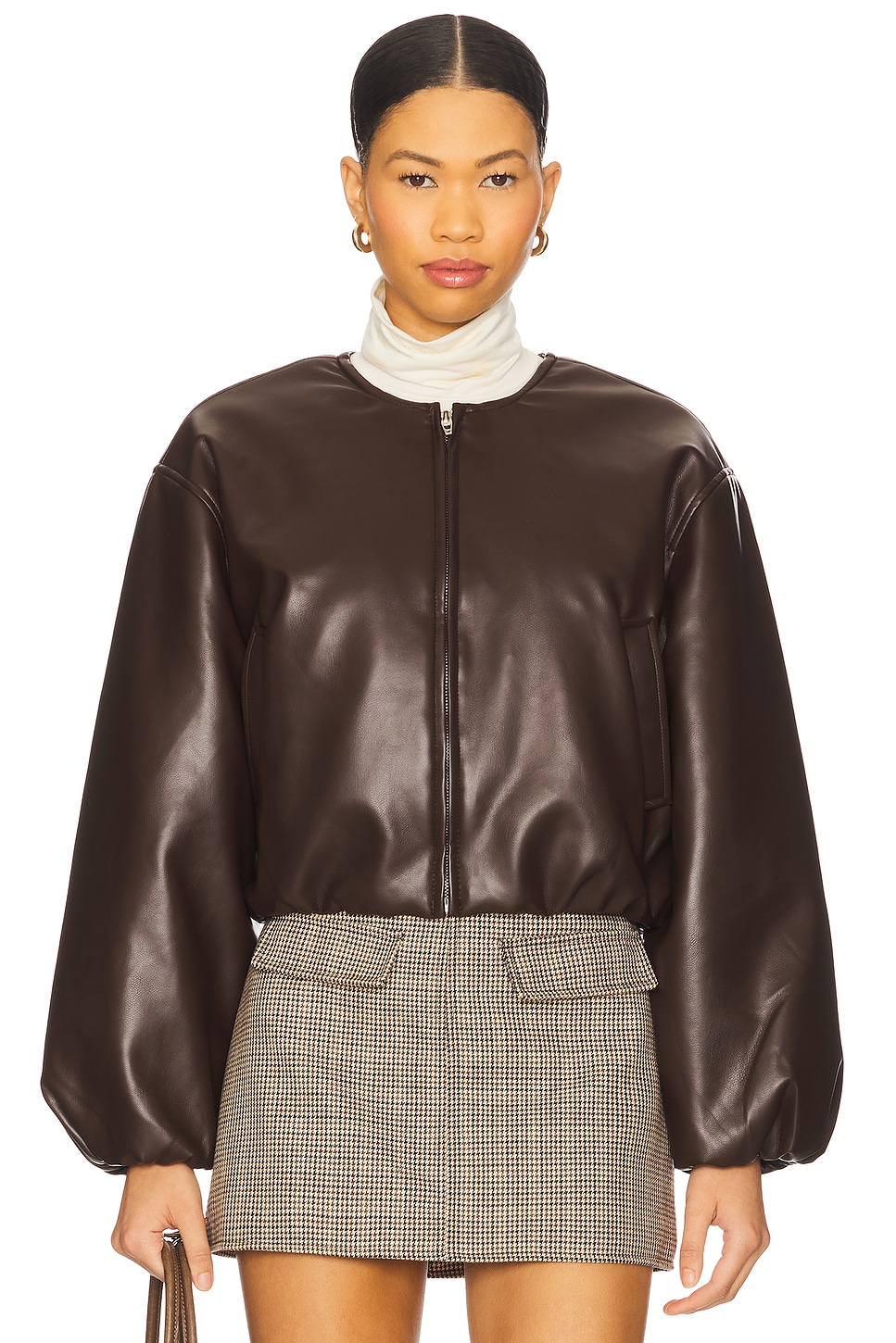 Cropped Leather Bomber