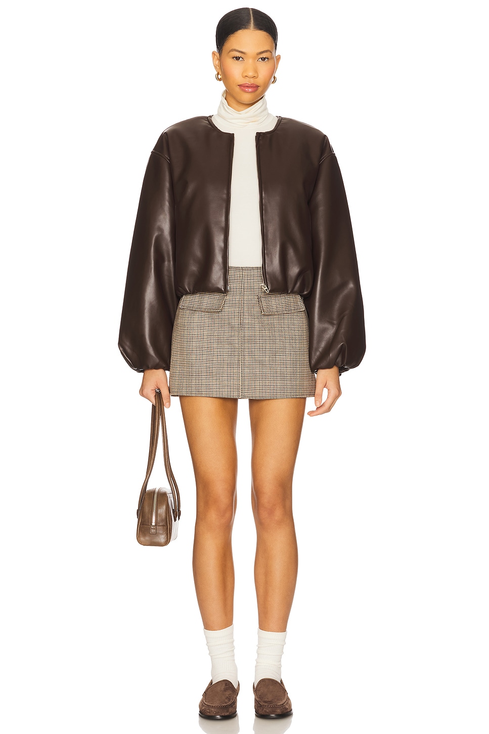 Cropped Leather Bomber