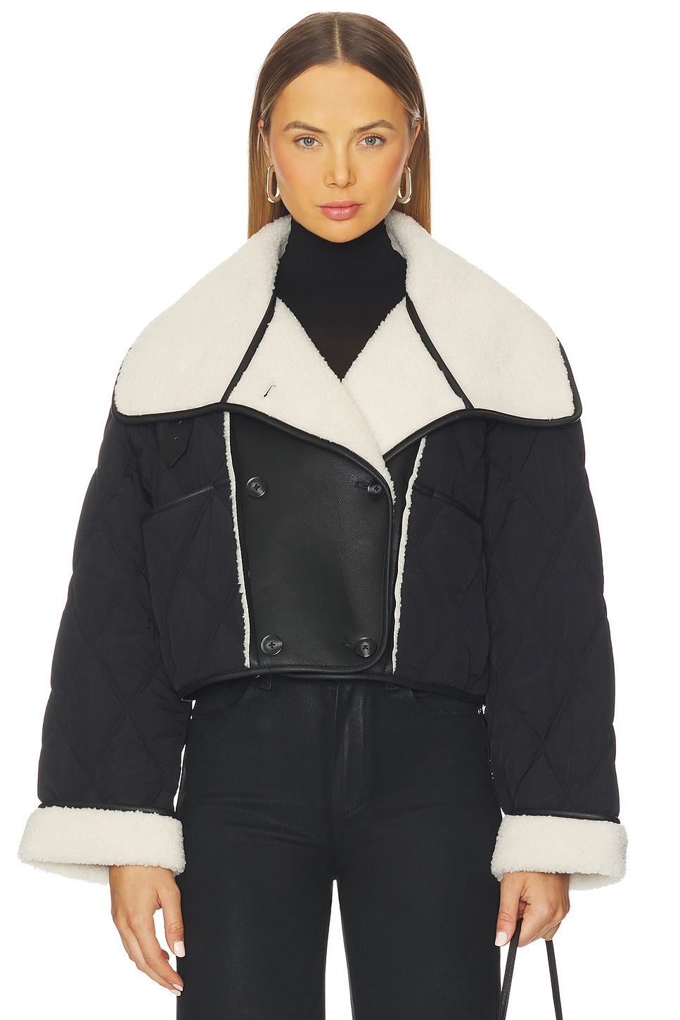 Cropped Faux Leather Jacket