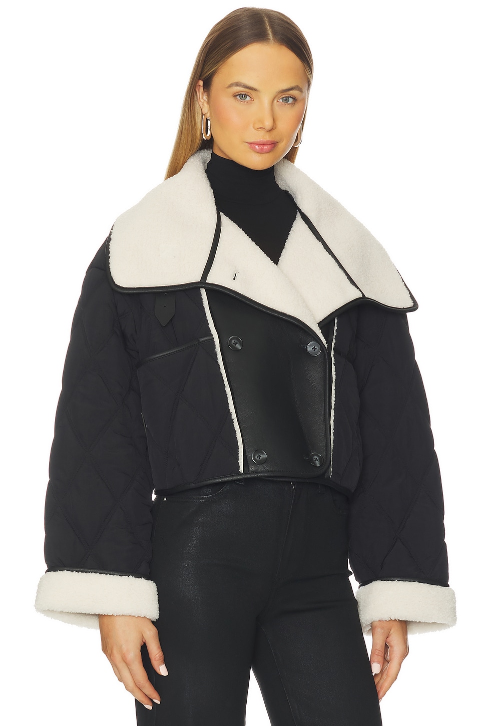 Cropped Faux Leather Jacket - thumbnail 3