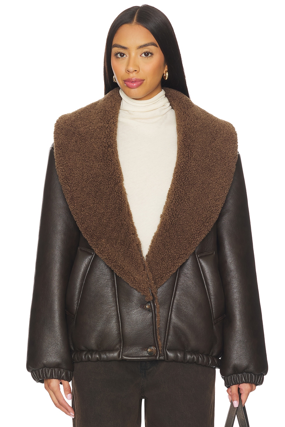 Abercrombie and Fitch Vegan Leather Distressed Bomber Jacket