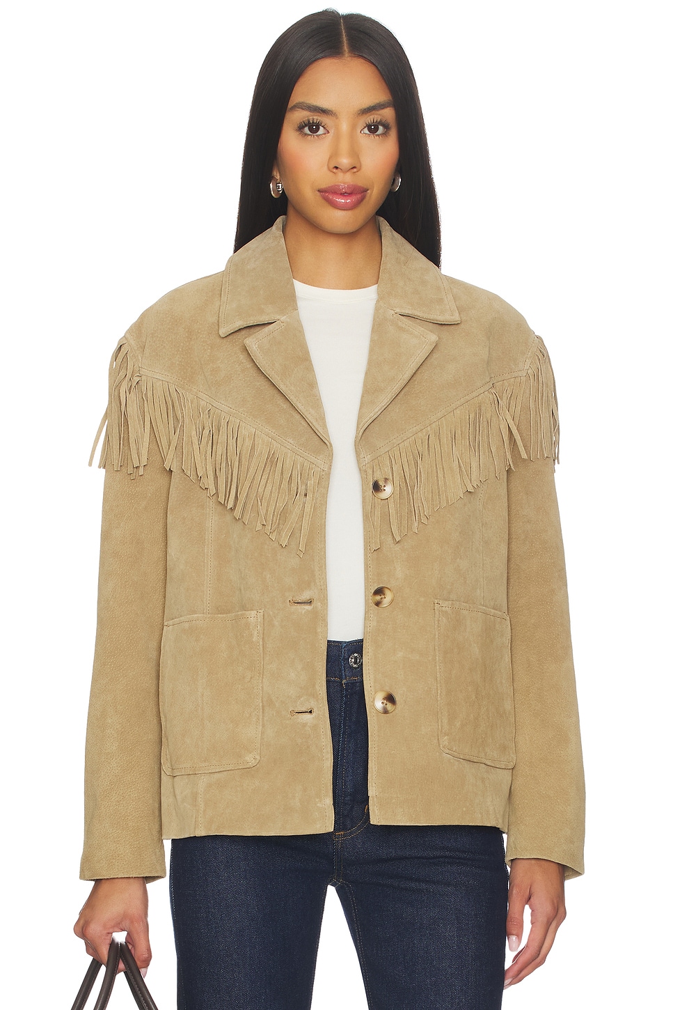 Faux Suede Fringe Jacket