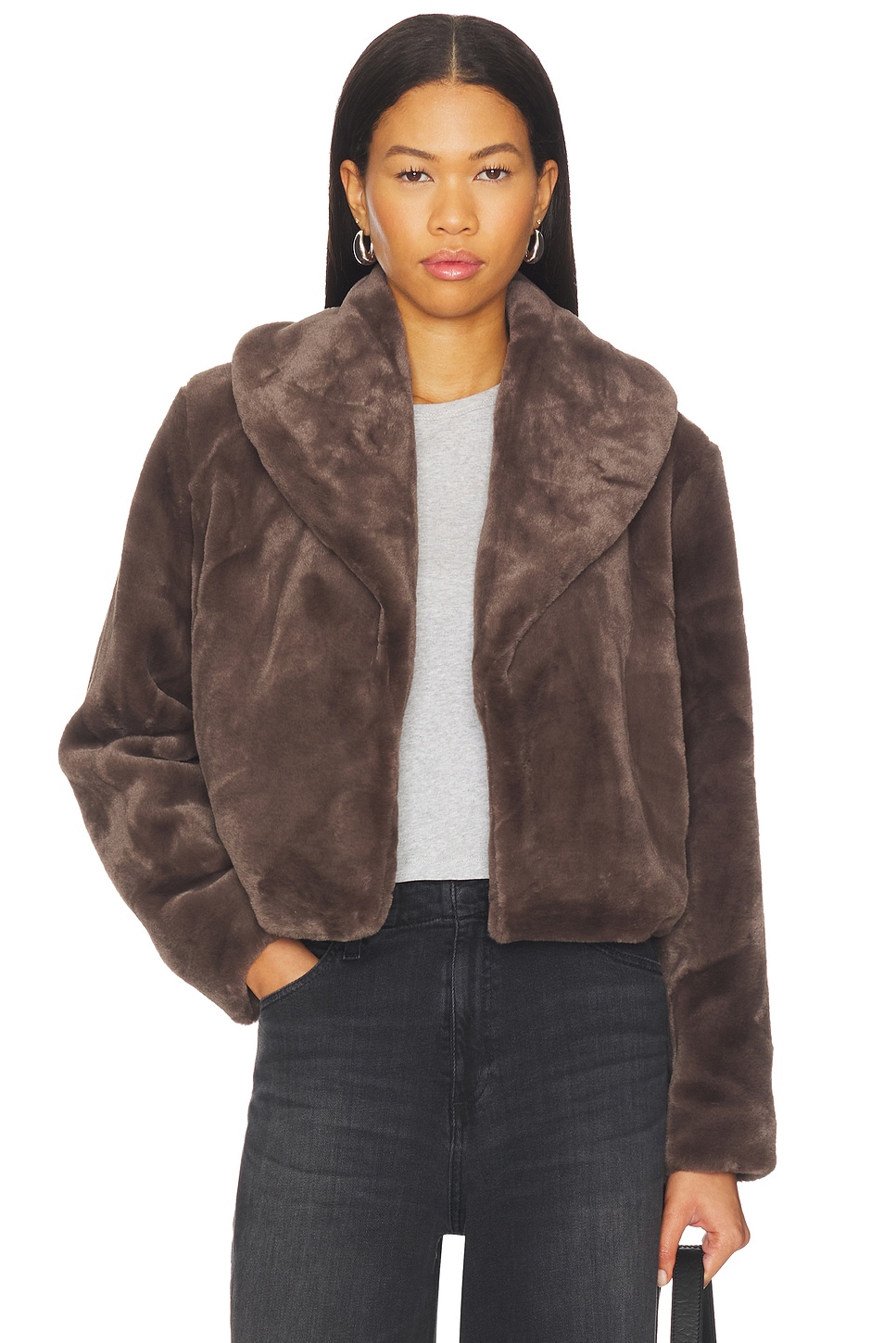 BLANKNYC Cropped Faux Fur Coat in Full Steam | REVOLVE