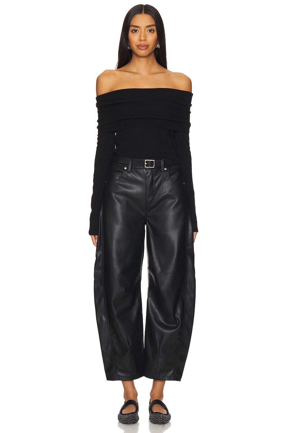 BLANKNYC Barrel Leg Faux Leather Pant thumbnail