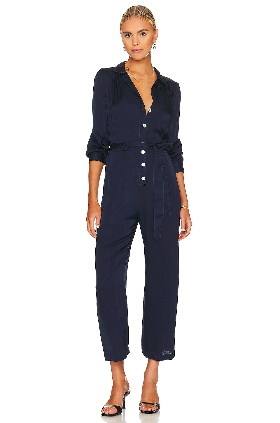 Bella Dahl Gathered Button Front Jumpsuit in Blue Lake REVOLVE