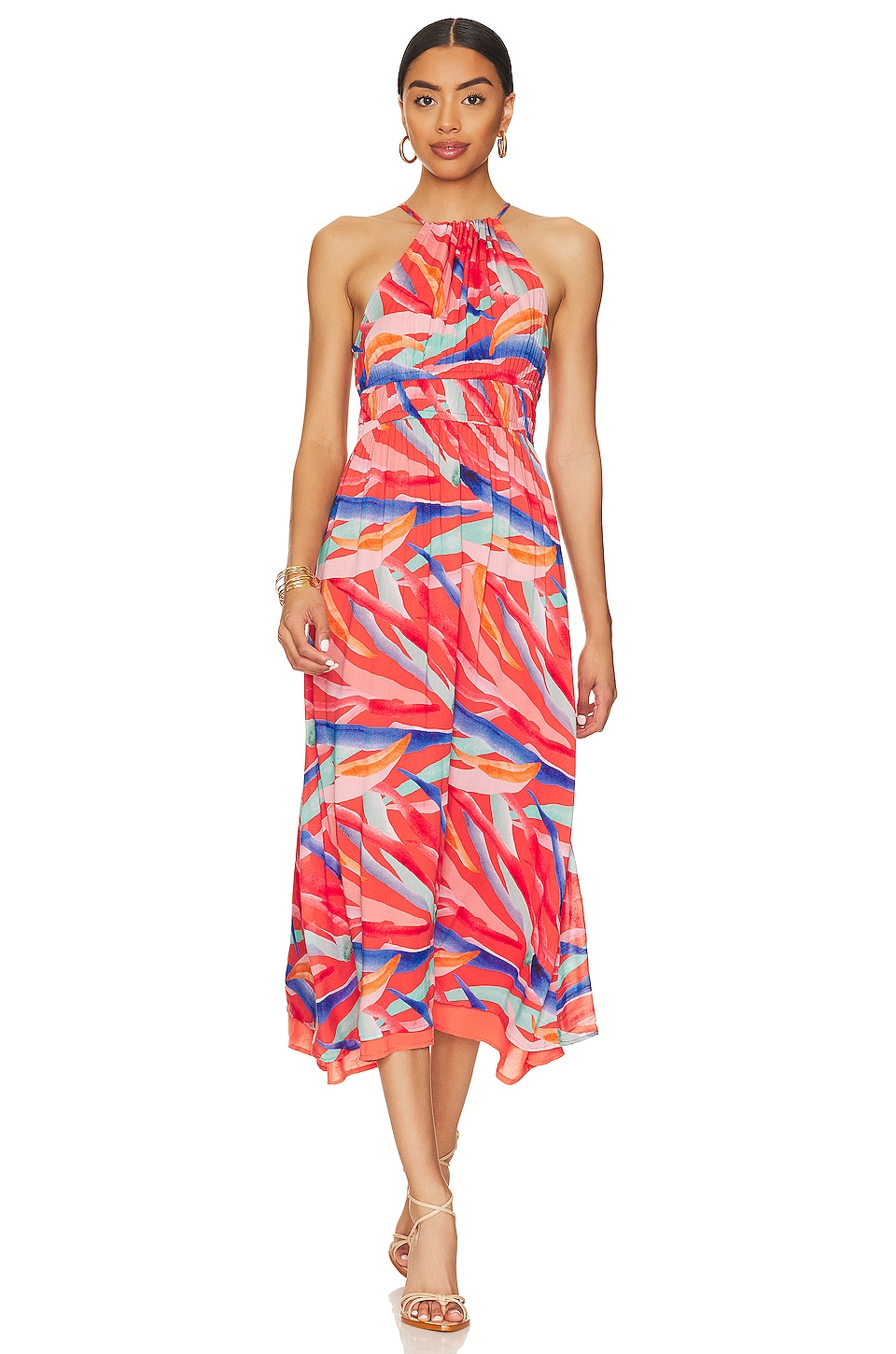 Bella Dahl Sleeveless Elastic Waist Midi Dress in Paradiso Print