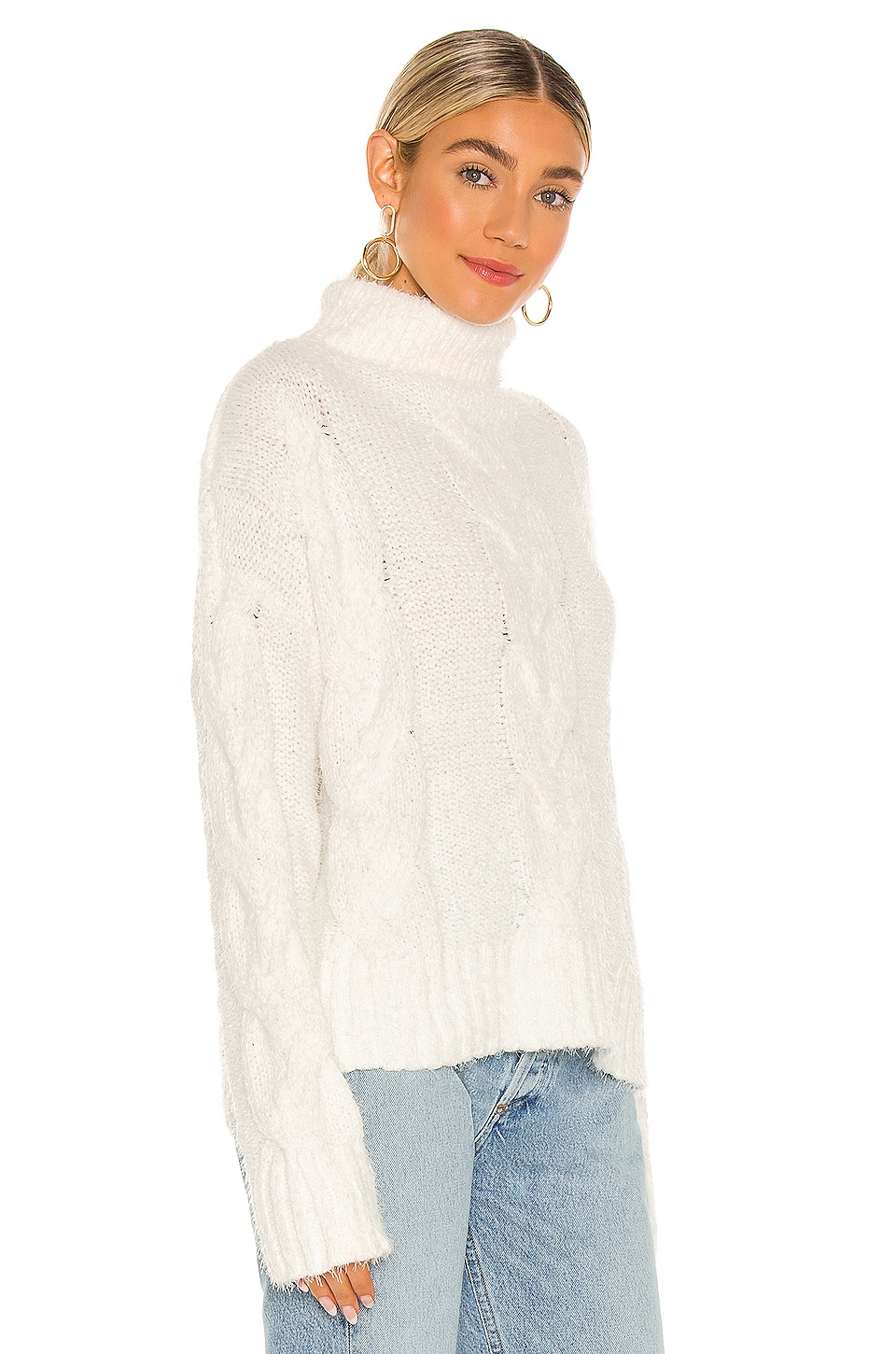 Bella Dahl Cable Knit Turtle Neck Sweater in Winter White | REVOLVE