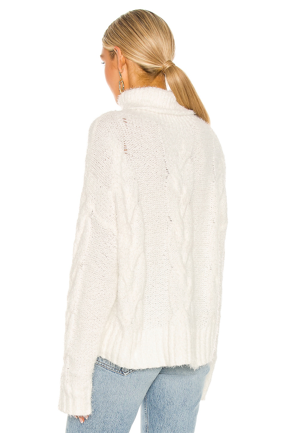Bella Dahl Cable Knit Turtle Neck Sweater in Winter White | REVOLVE